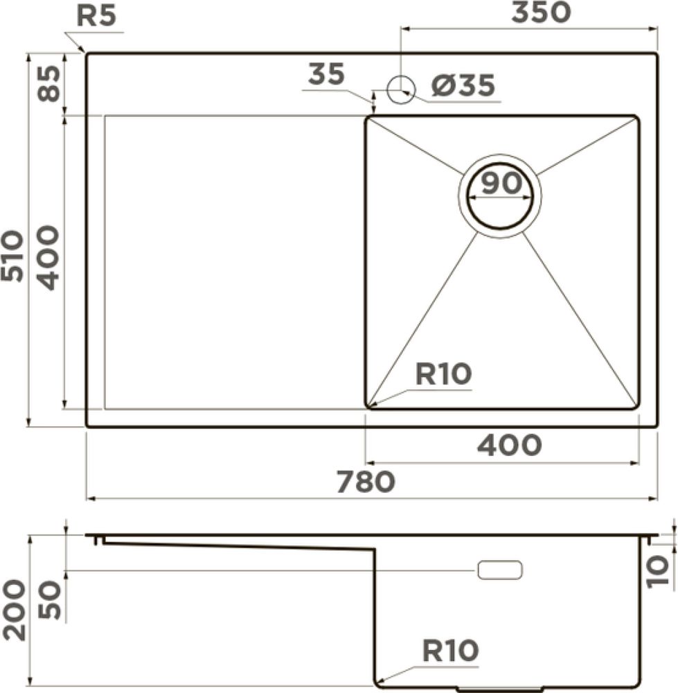Кухонная мойка OMOIKIRI Akisame 78-LG-R (4973086) - ракурс 2