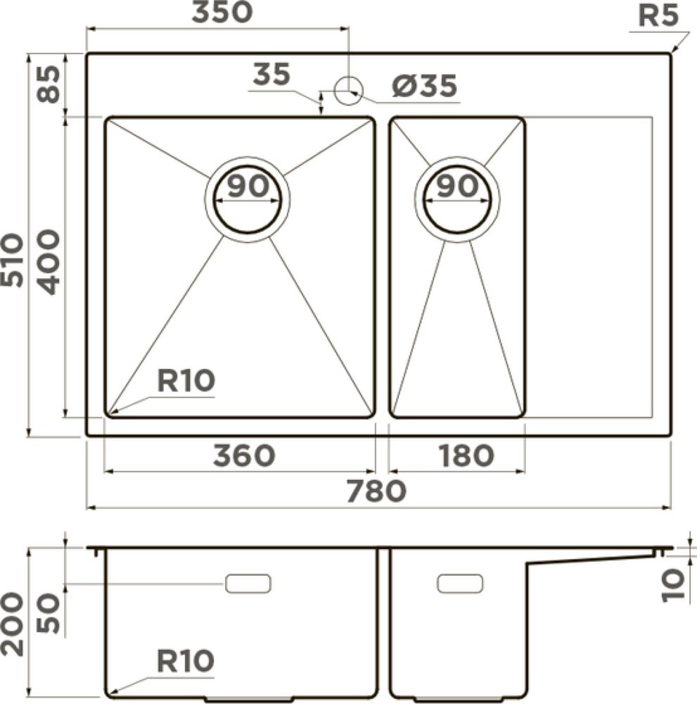 Кухонная мойка OMOIKIRI Akisame 78-2-GM-L (4973101) - ракурс 2