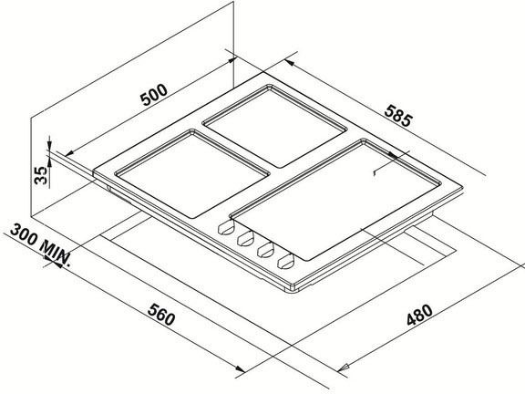 Газовая варочная панель KORTING HG 630 CTSB - ракурс 2