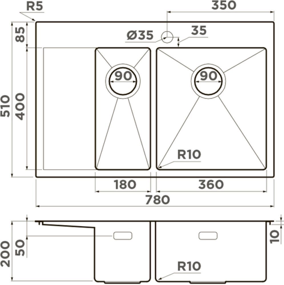 Кухонная мойка OMOIKIRI Akisame 78-2-IN-R (4973063) - ракурс 2