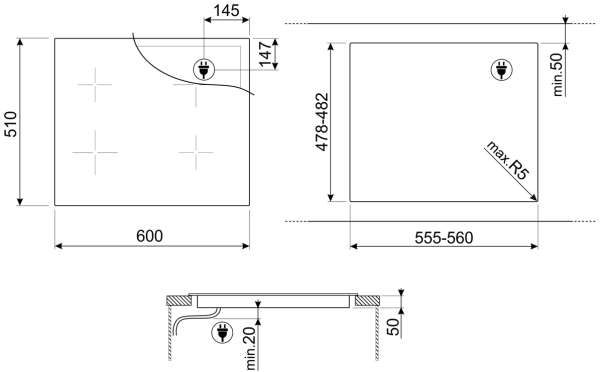 Индукционная варочная панель SMEG SI4642D - ракурс 3