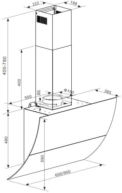 Настенная вытяжка GRAUDE DH 90.3 GE - ракурс 3