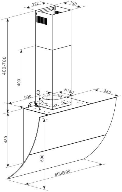 Настенная вытяжка GRAUDE DH 90.3 WE - ракурс 3