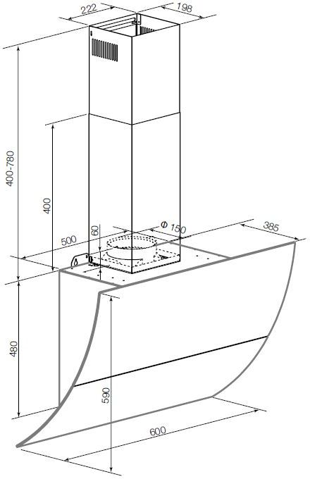 Настенная вытяжка GRAUDE DH 60.3 GE - ракурс 3