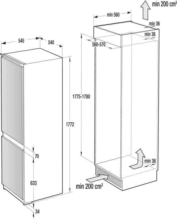 Встраиваемый холодильник GORENJE NRKI 4182A1 - ракурс 3