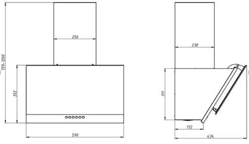 Настенная вытяжка ELIKOR RX6754XB нержавейка/черное стекло - ракурс 2