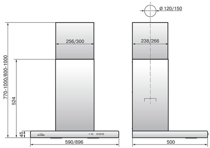 Настенная вытяжка ELIKOR Квадра 90Н-650-К3Д нержавейка - ракурс 2