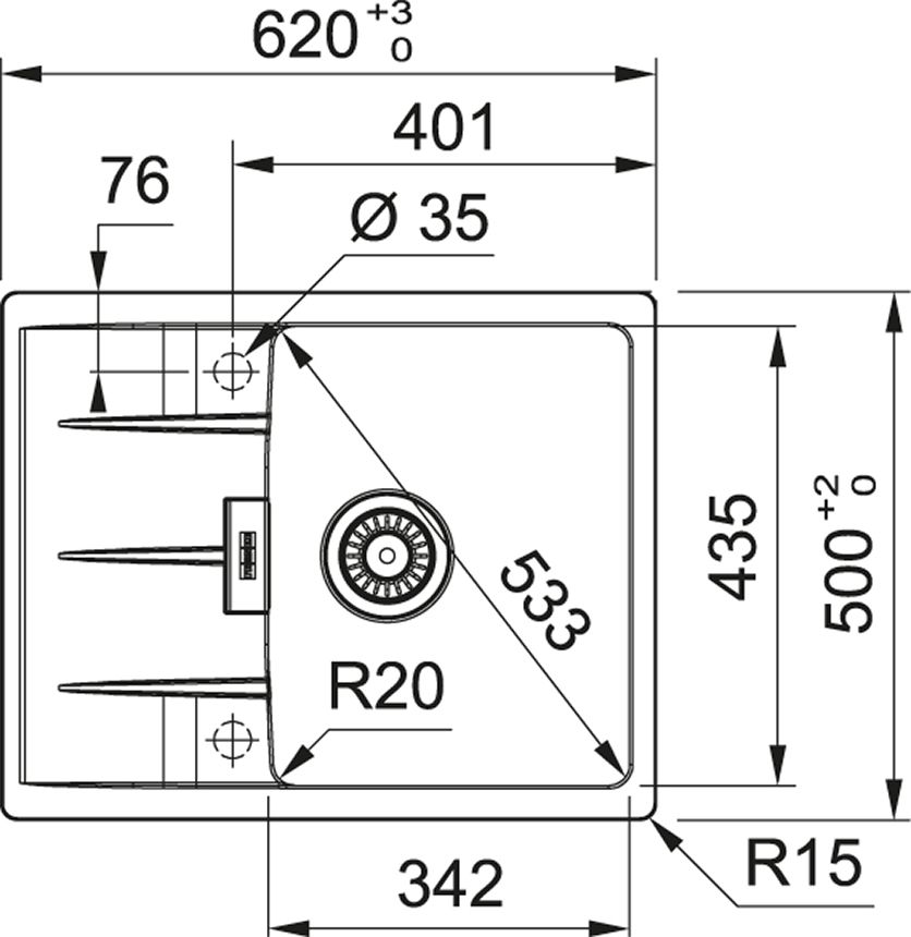 Кухонная мойка FRANKE CNG 611/211-62 (114 0639 676 белый) - ракурс 2
