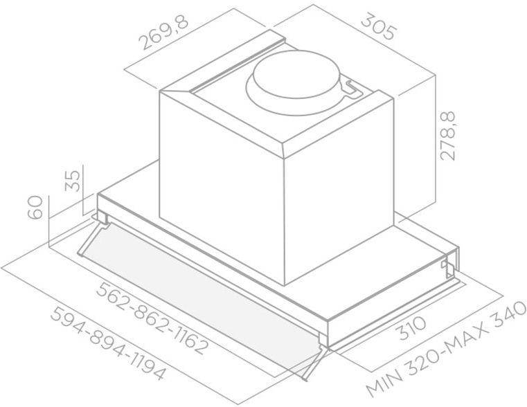 Встраиваемая вытяжка ELICA BOXIN LX/IX/A/60 - ракурс 5