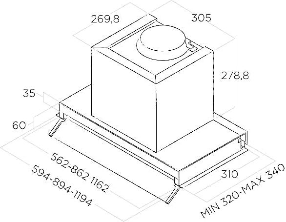 Встраиваемая вытяжка ELICA BOXIN LX/BL MAT/A/60 - ракурс 3