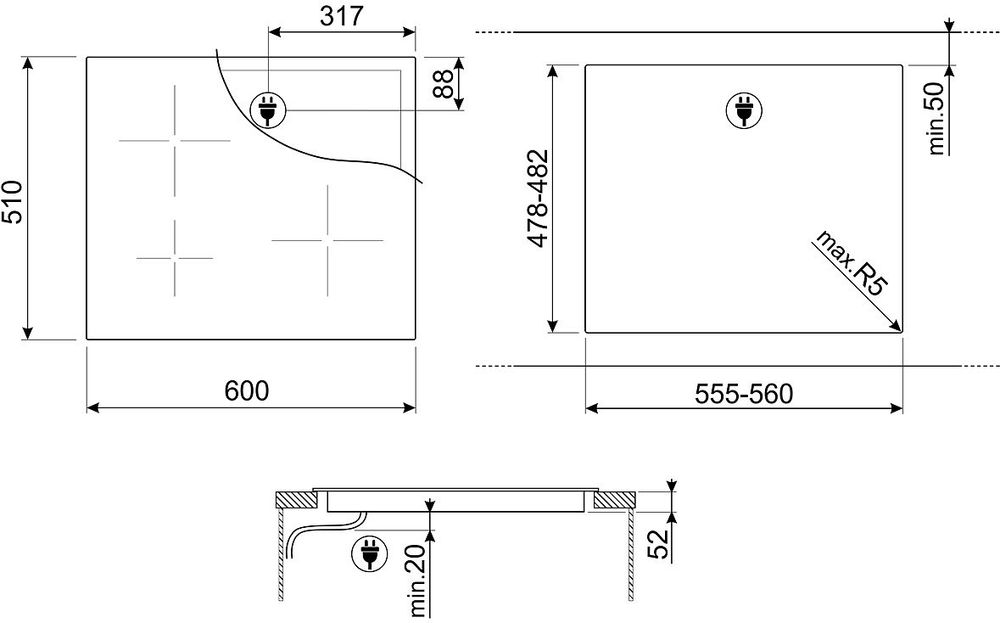 Индукционная варочная панель SMEG SI 2641DP - ракурс 6