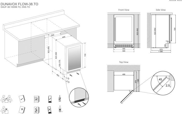 Встраиваемый винный шкаф DUNAVOX DAUF-38.100DB.TO - ракурс 2