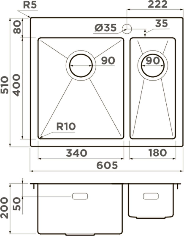 Кухонная мойка OMOIKIRI Akisame 60-2-IN-L (4993775) - ракурс 5