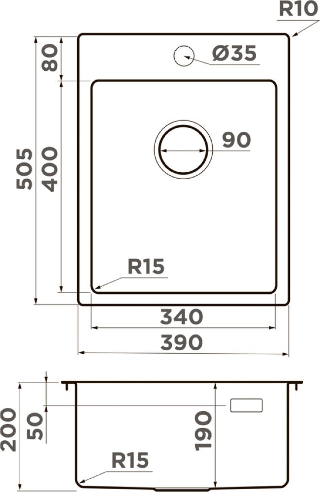 Кухонная мойка OMOIKIRI Amadare 39-IN (4997028) - ракурс 2