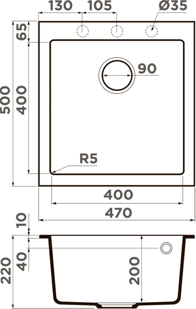 Кухонная мойка OMOIKIRI Bosen 47-BE (4993587) - ракурс 2