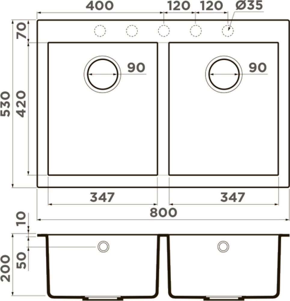 Кухонная мойка OMOIKIRI Bosen 80-2-BL (4993836) - ракурс 2