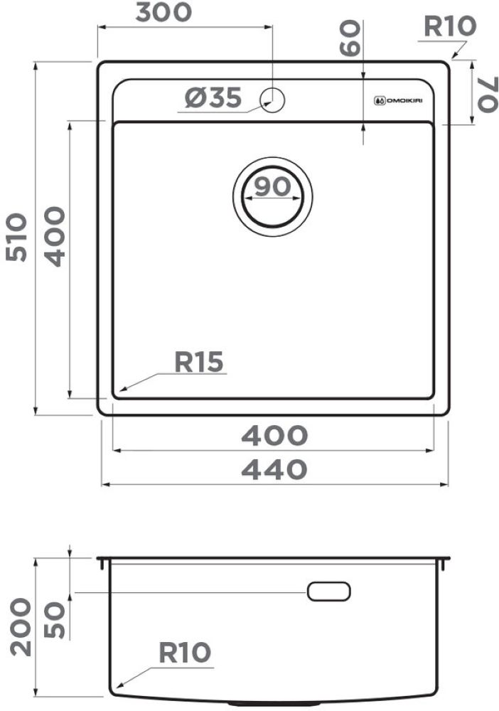 Кухонная мойка OMOIKIRI Daisen 44-IN (4993179) - ракурс 5