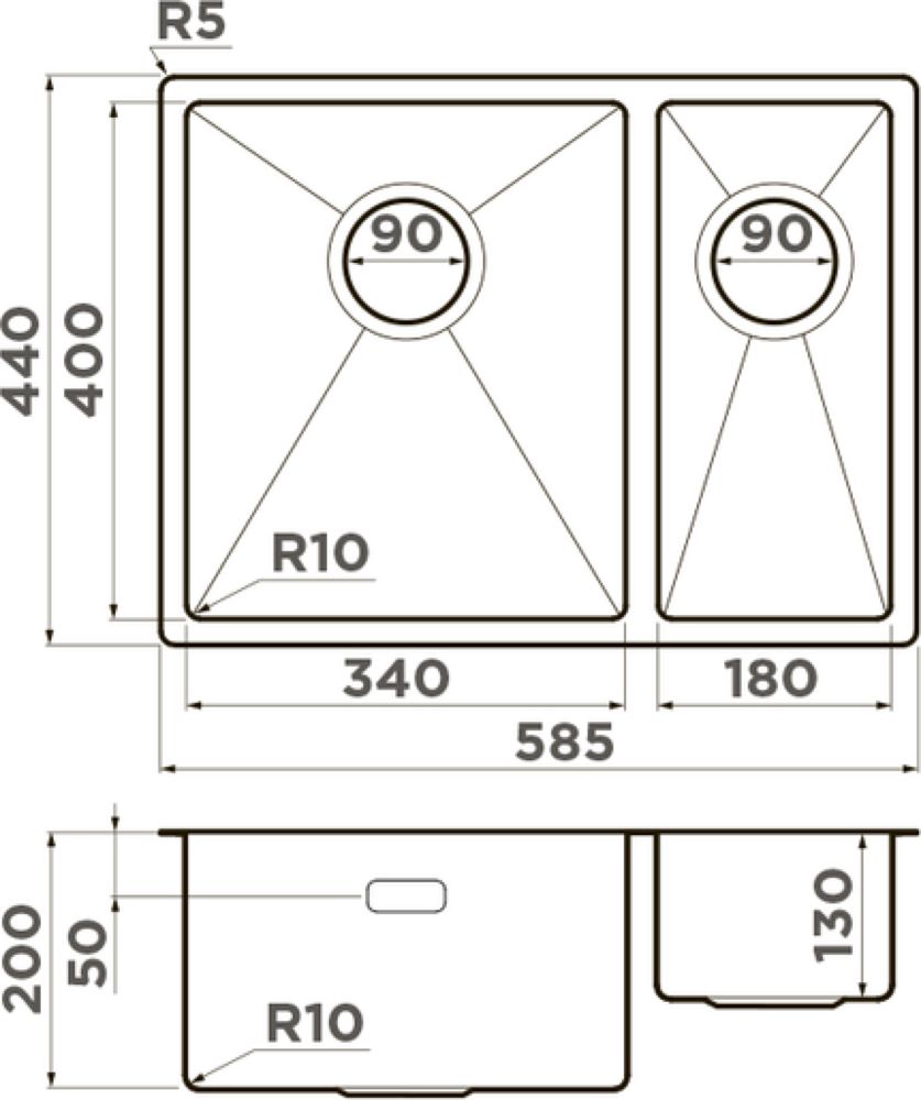 Кухонная мойка OMOIKIRI Taki 58-2-U/IF-IN-L (4993768) - ракурс 5