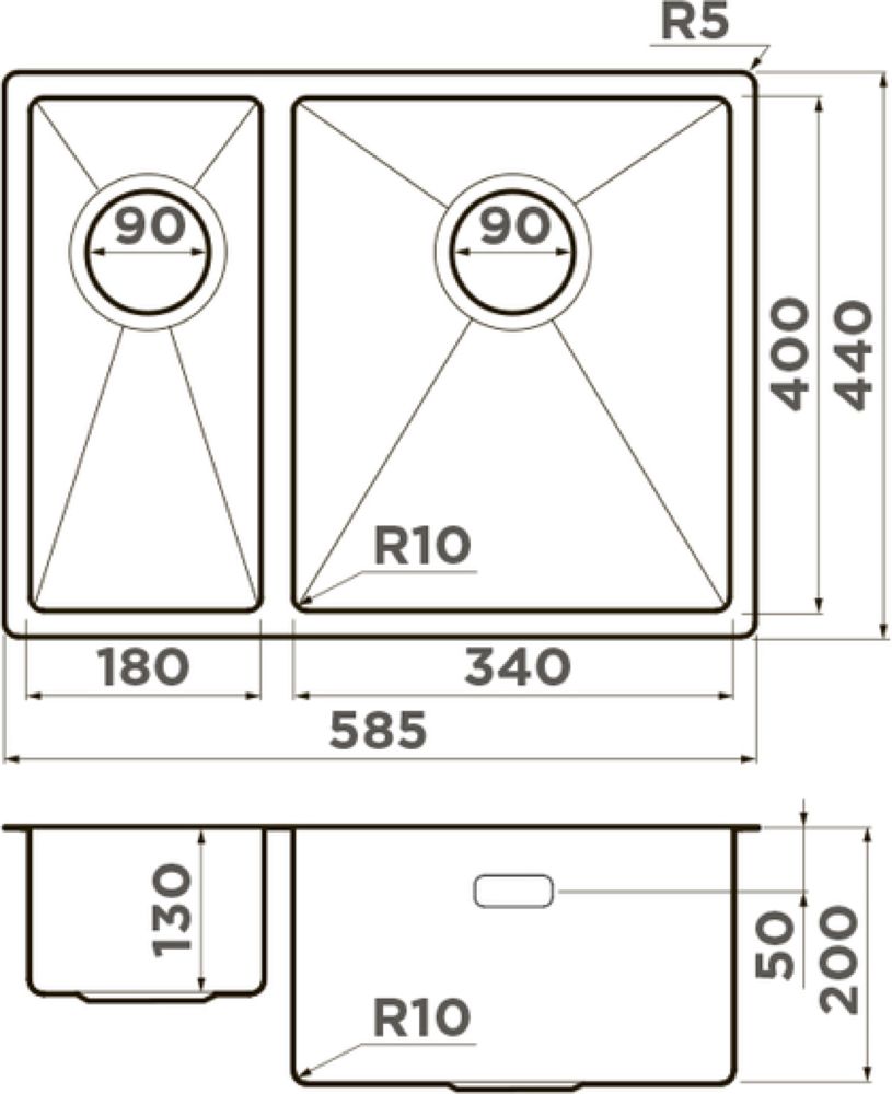 Кухонная мойка OMOIKIRI Taki 58-2-U/IF-IN-L (4993768) - ракурс 6