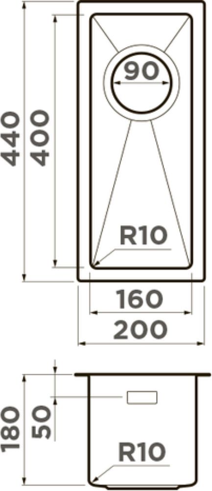 Кухонная мойка OMOIKIRI Taki 20-U/IF-LG (4973091) - ракурс 2