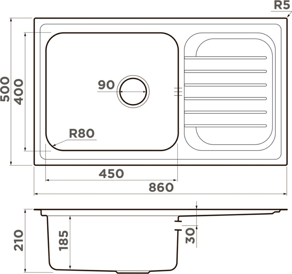 Кухонная мойка OMOIKIRI Haruna 86-IN (4993451) - ракурс 4