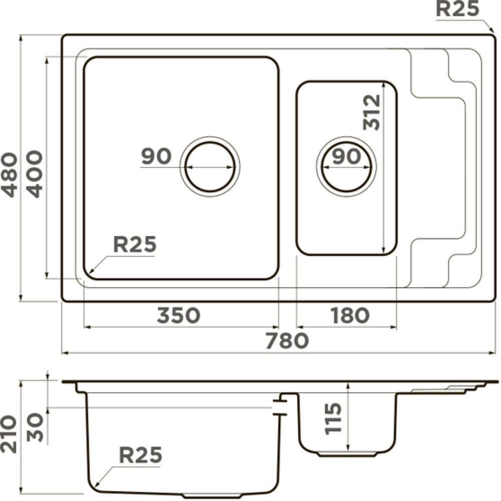 Кухонная мойка OMOIKIRI Mizu 78-2-IN (4973731) - ракурс 5