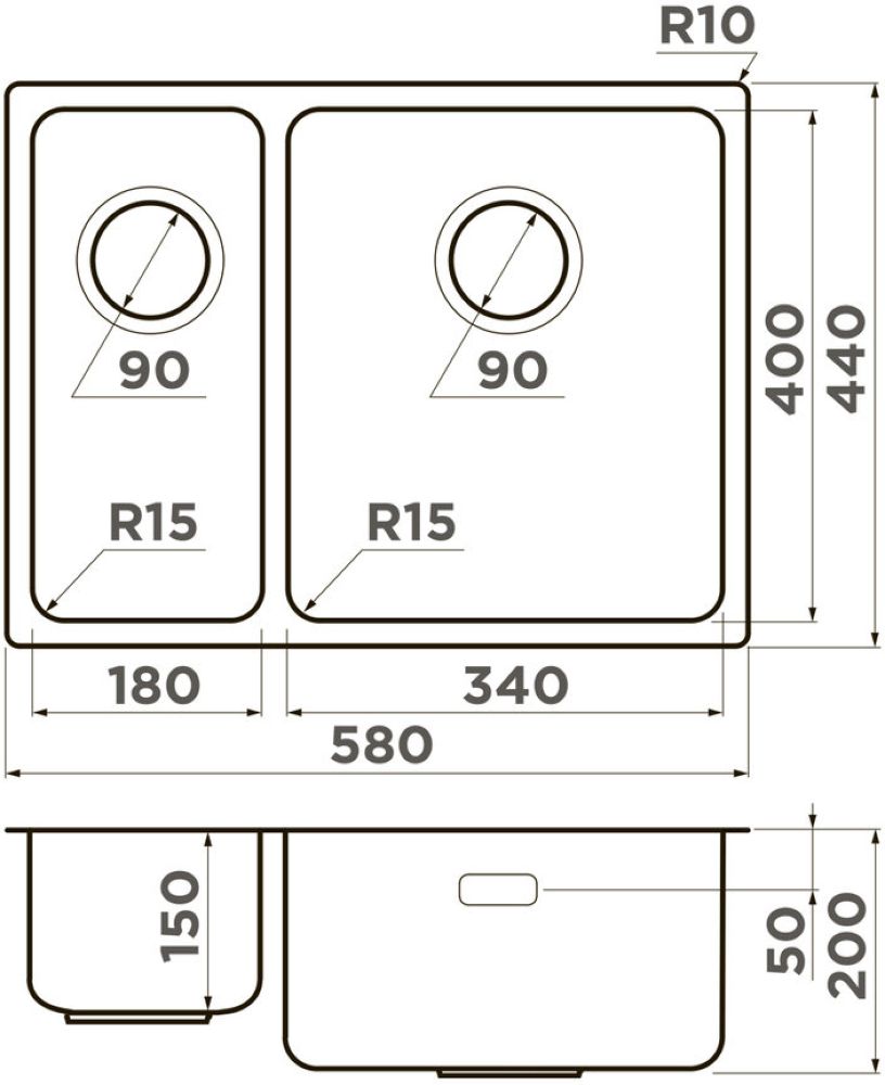Кухонная мойка OMOIKIRI Tadzava 58-2-U/I-IN-R ULTRA 15 (4997117) - ракурс 2