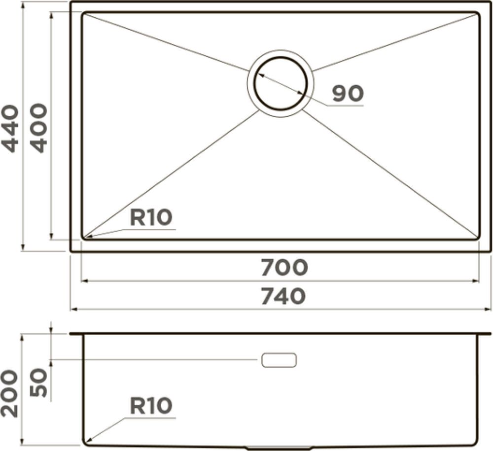 Кухонная мойка OMOIKIRI Taki 74-U/IF-LG (4993499) - ракурс 2