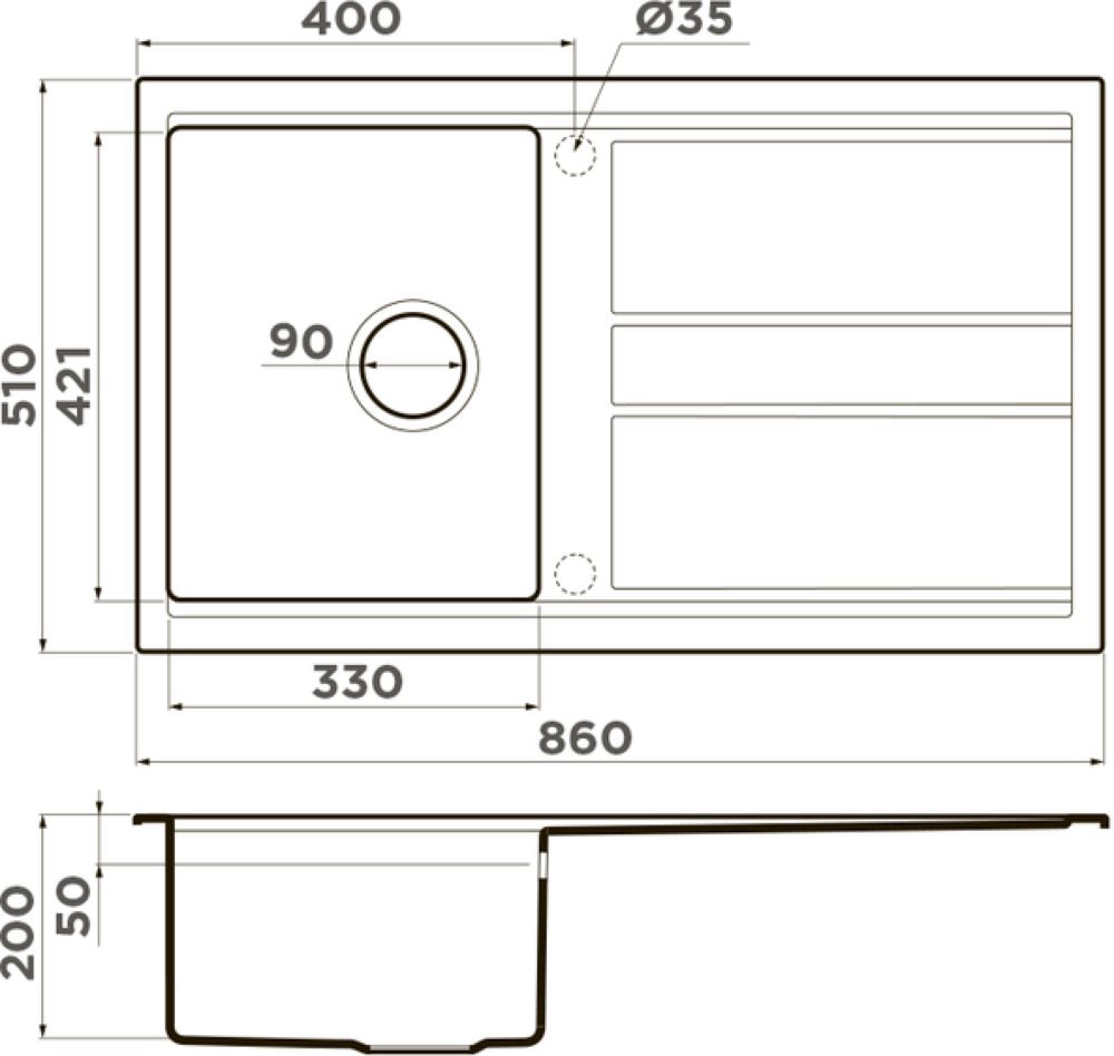 Кухонная мойка OMOIKIRI Kitagawa 86-GR (4993807) - ракурс 2
