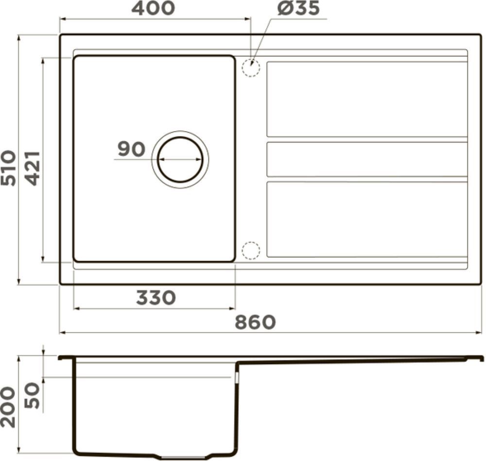 Кухонная мойка OMOIKIRI Kitagawa 86-GB (4993808) - ракурс 2