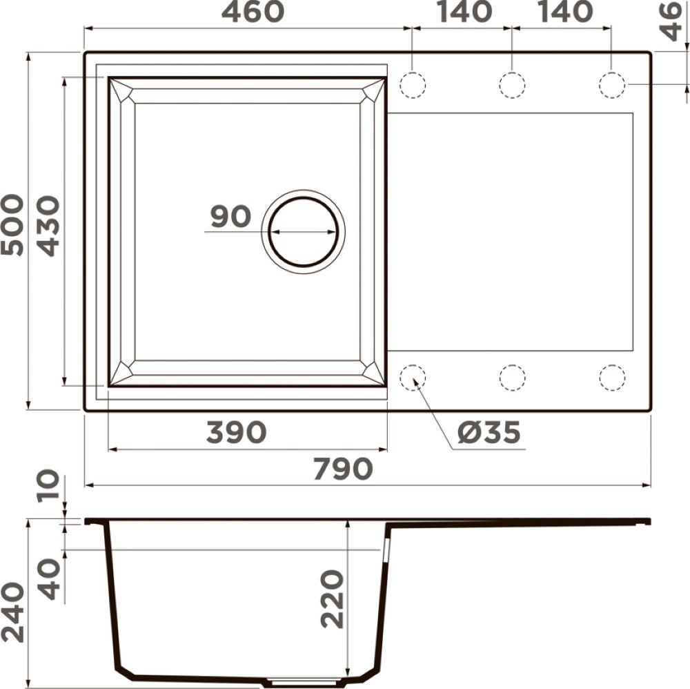 Кухонная мойка OMOIKIRI Sakaime 79-PL (4993281) - ракурс 2