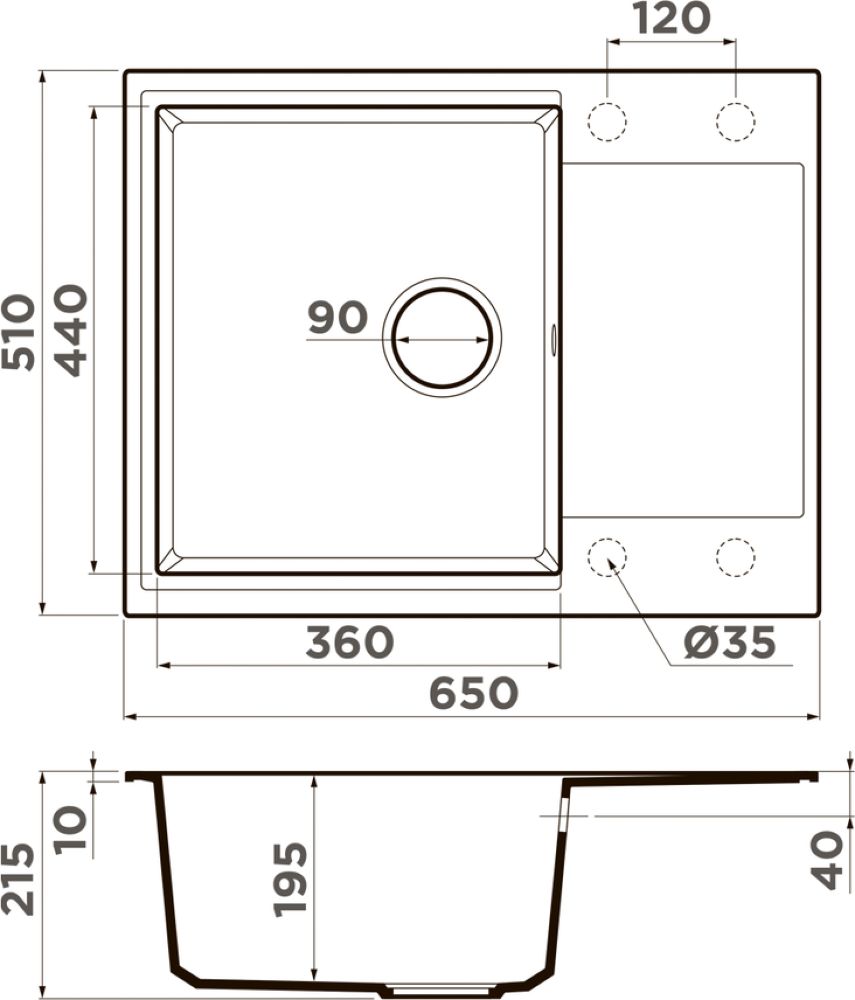 Кухонная мойка OMOIKIRI Daisen 65-GR (4993682) - ракурс 2