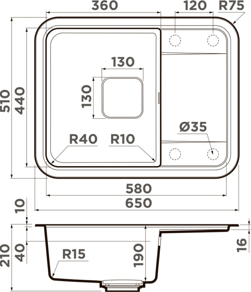 Кухонная мойка OMOIKIRI Tasogare 65-BL (4993490) - ракурс 2