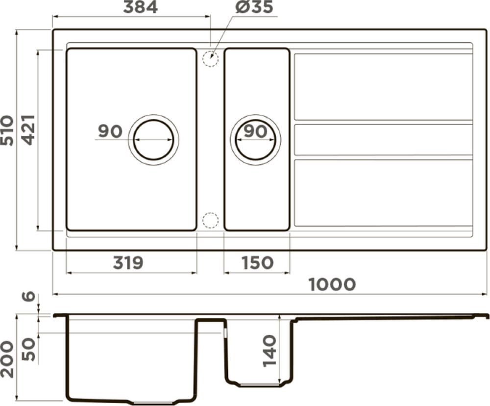 Кухонная мойка OMOIKIRI Kitagawa 100-2-WH (4993803) - ракурс 2