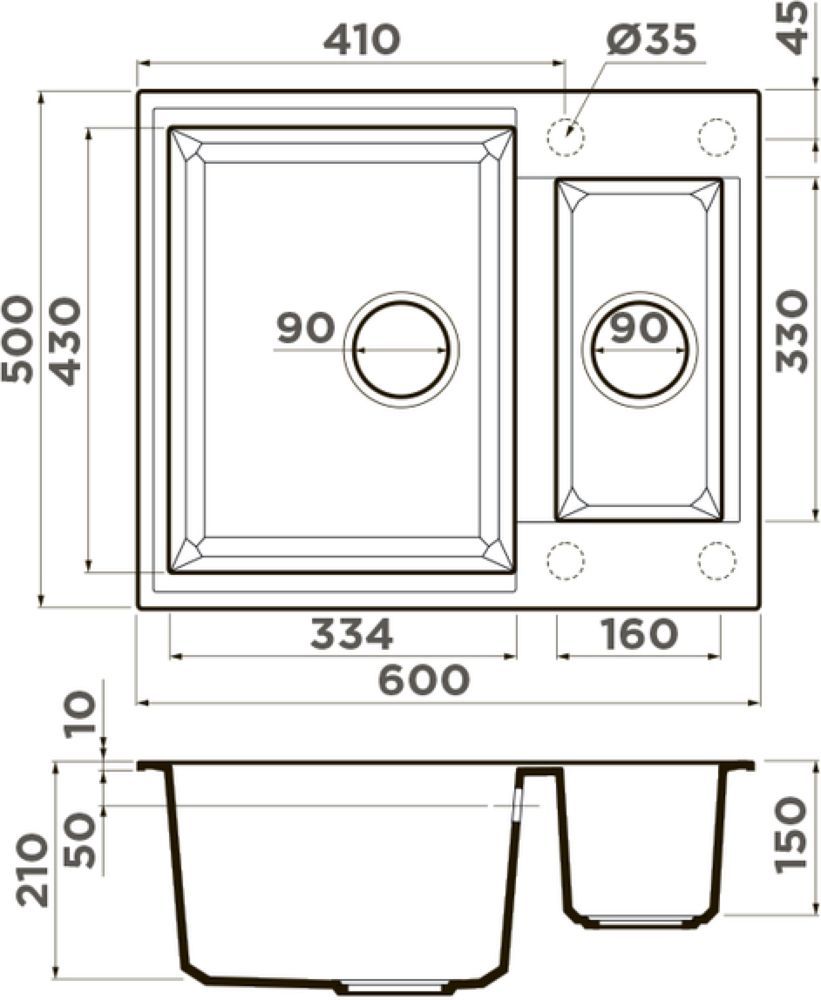 Кухонная мойка OMOIKIRI Sakaime 60-2-BE (4993909) - ракурс 2