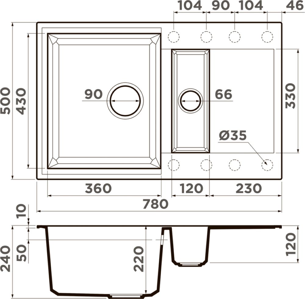 Кухонная мойка OMOIKIRI Sakaime 78-2-BE (4993115) - ракурс 2