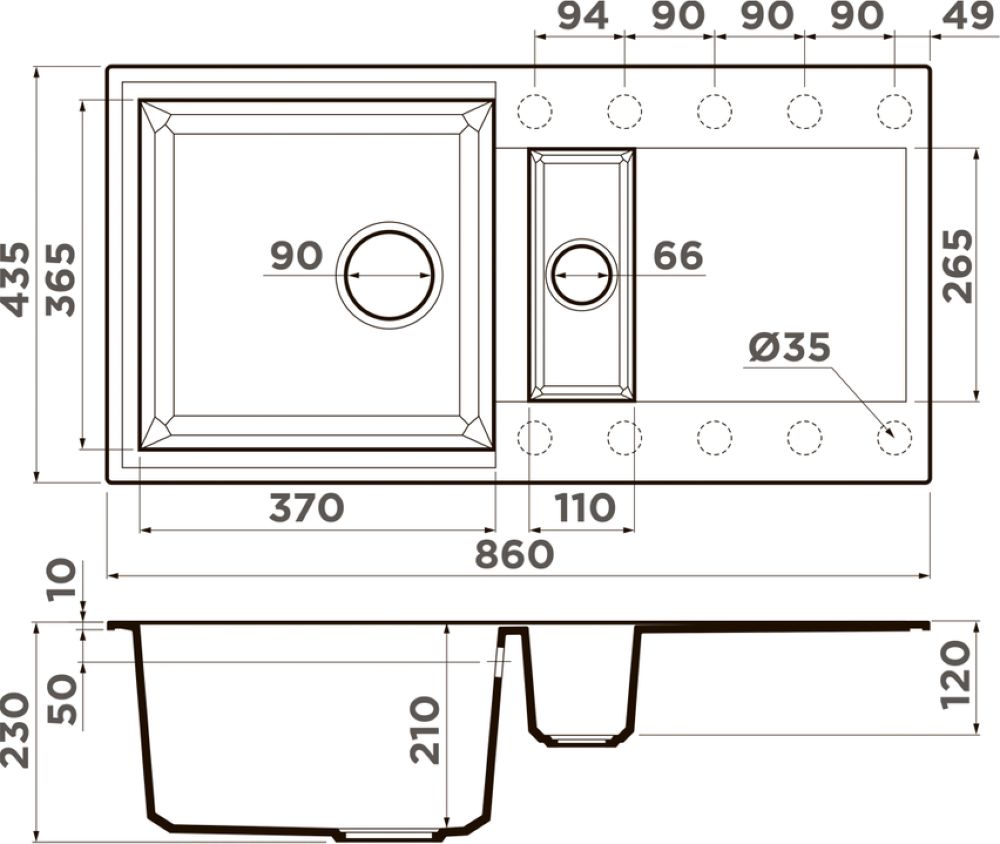 Кухонная мойка OMOIKIRI Sakaime 86-2-GR (4993560) - ракурс 2