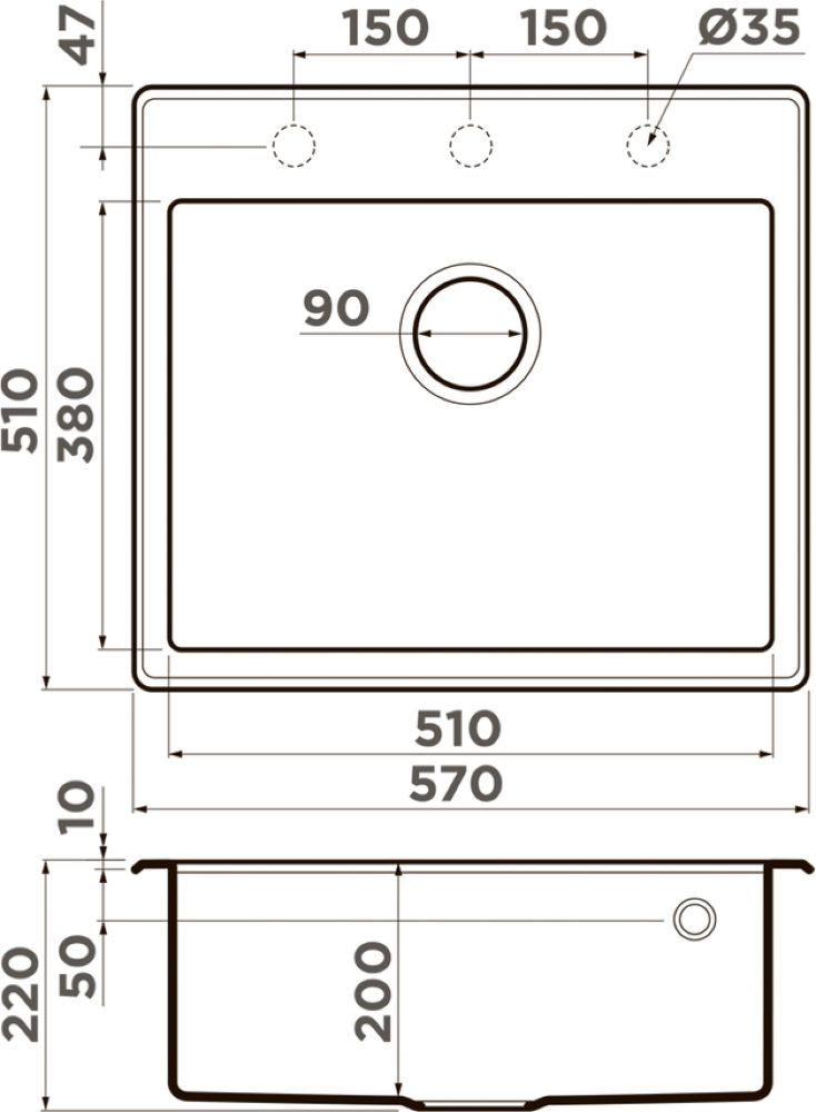Кухонная мойка OMOIKIRI Tedori-57-SA (4993982) - ракурс 2