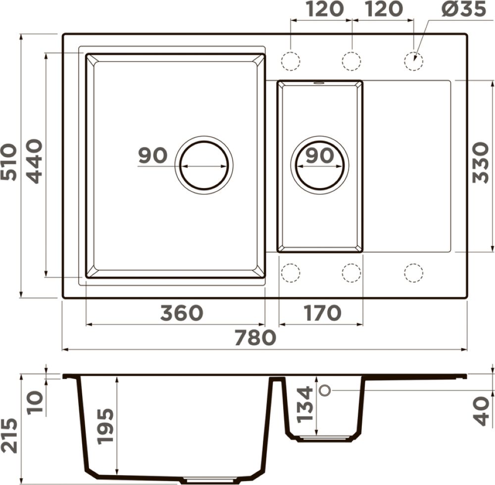 Кухонная мойка OMOIKIRI Daisen 78-2-SA (4993417) - ракурс 2