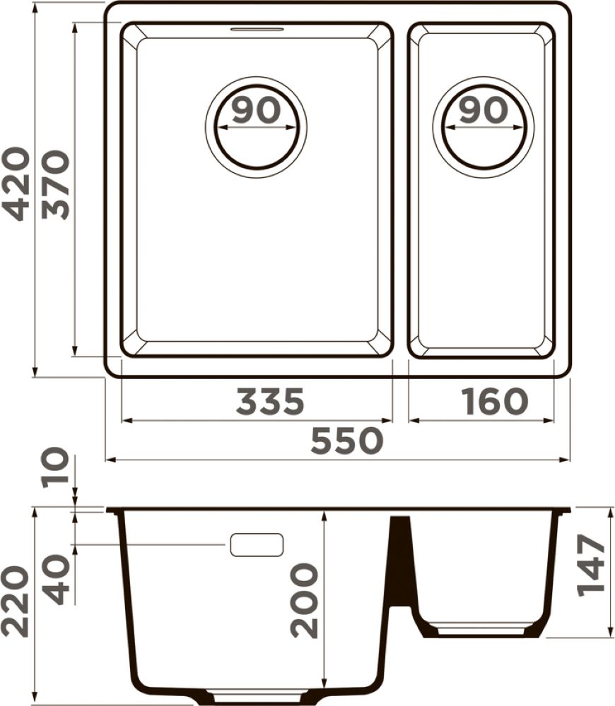 Кухонная мойка OMOIKIRI Kata 55-2-U-PA (4993386) - ракурс 2