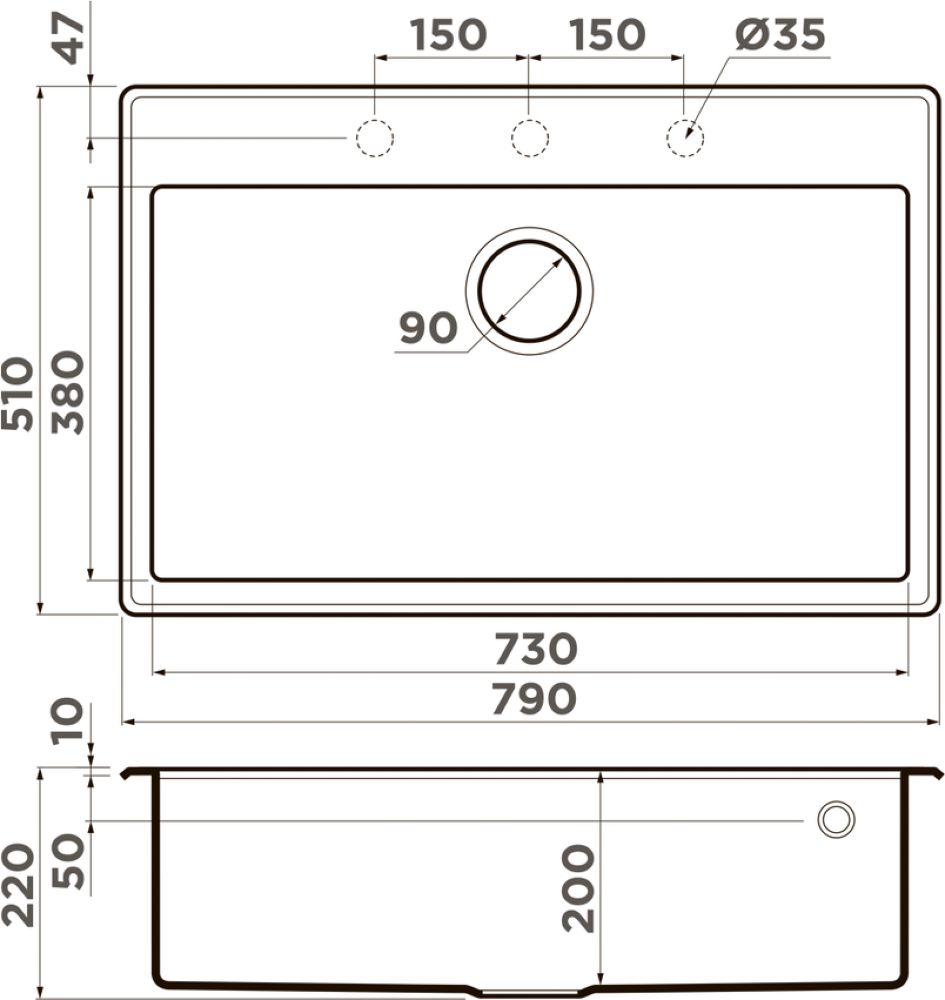 Кухонная мойка OMOIKIRI Tedori 79-BE (4993949) - ракурс 2