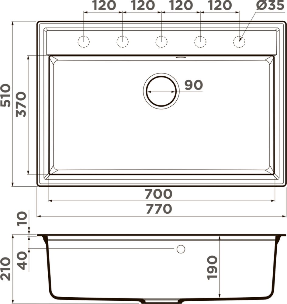 Кухонная мойка OMOIKIRI Daisen 77-PA (4993626) - ракурс 2