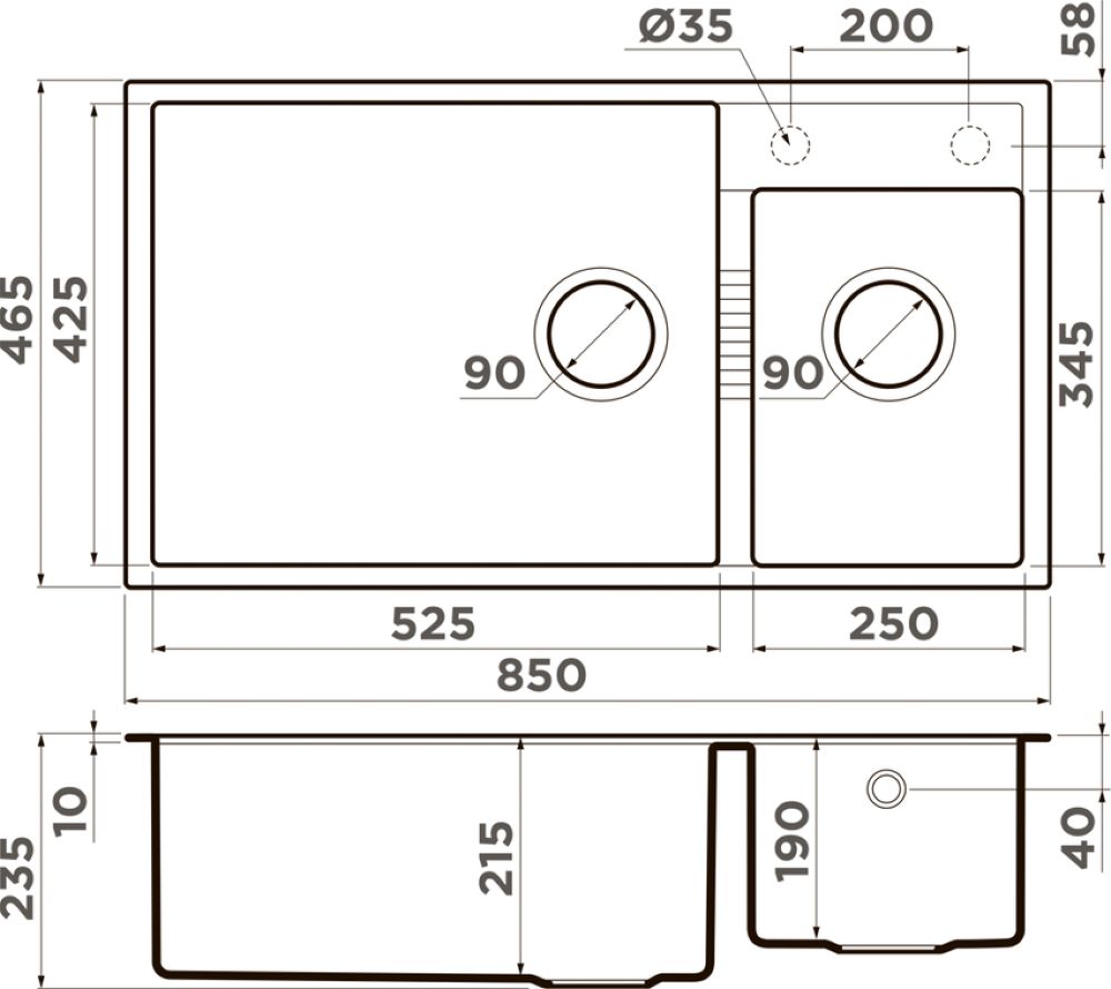 Кухонная мойка OMOIKIRI Tedori 85-2-U-WH (4993943) - ракурс 2