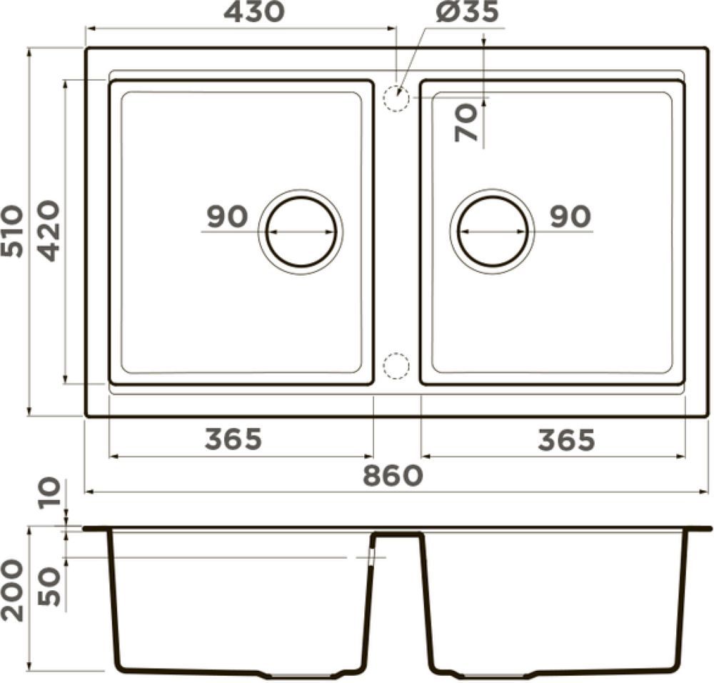 Кухонная мойка OMOIKIRI Tedori 86-2-BE (4993925) - ракурс 2
