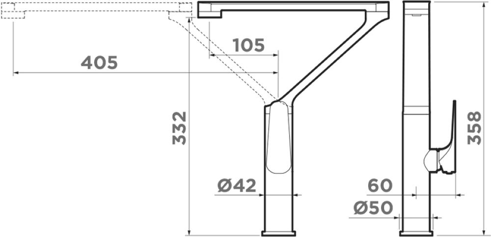 Смеситель для кухни OMOIKIRI Tara-LG-GM (4994396) - ракурс 4