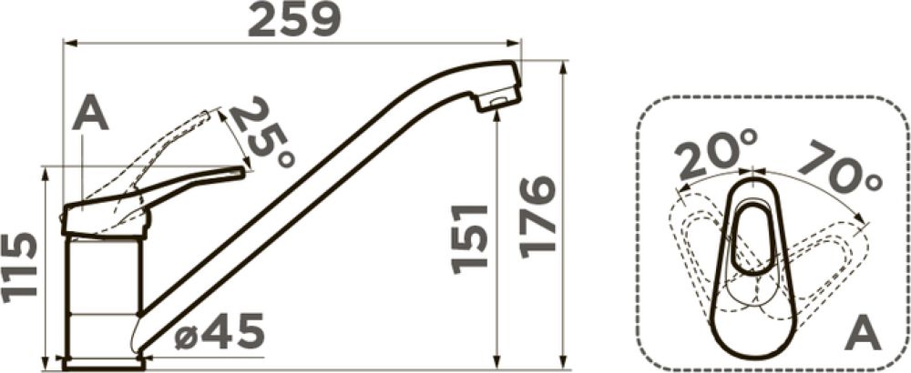 Смеситель для кухни OMOIKIRI Kado-GR (4994172) - ракурс 2
