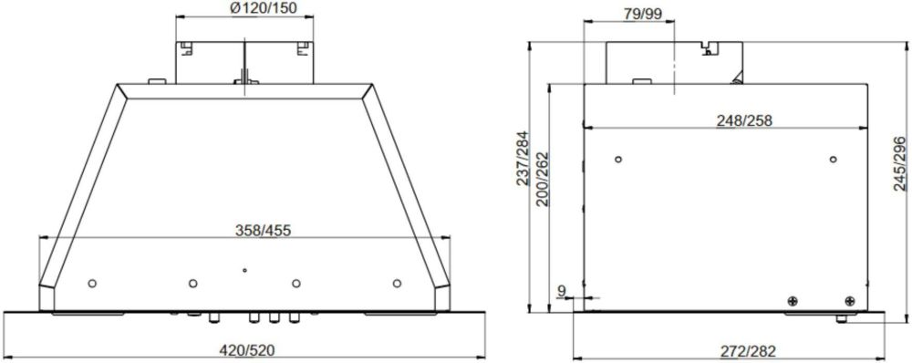 Встраиваемая вытяжка ELIKOR Врезной блок BOX 52П-700 топленое молоко - ракурс 2