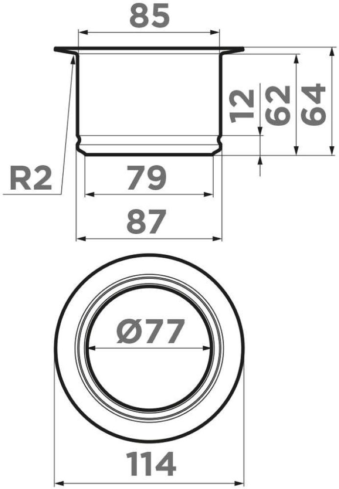 Аксессуар к мойке OMOIKIRI 4956715 SLIM NA-03-IN Горловина для измельчителя - ракурс 4