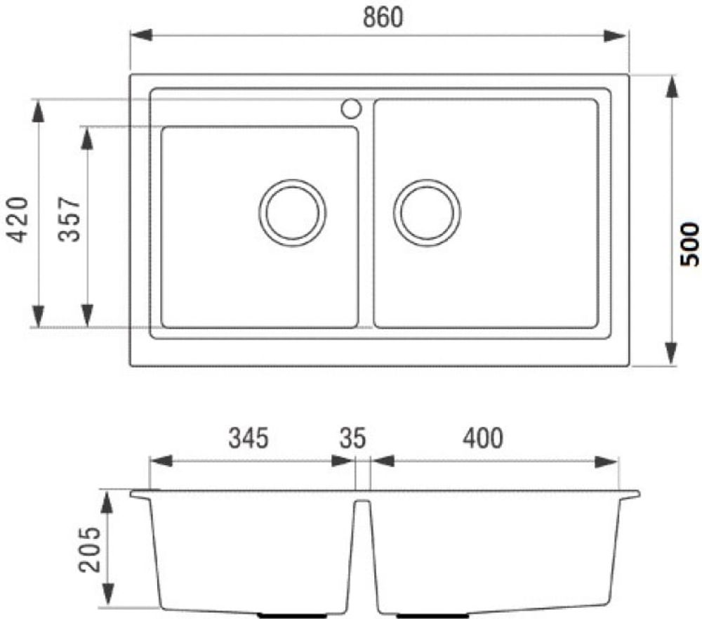Кухонная мойка LONGRAN CLS860.500 20 - 08 - ракурс 2
