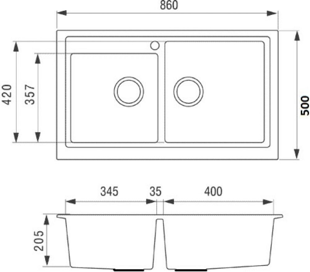 Кухонная мойка LONGRAN CLS860.500 20 - 93 - ракурс 2